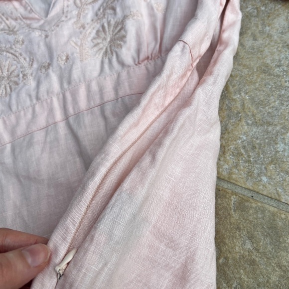 Edward Petite Womens Pastel Pink Linen Boho Embroidered Coquette Girl Blouse - Picture 12 of 12